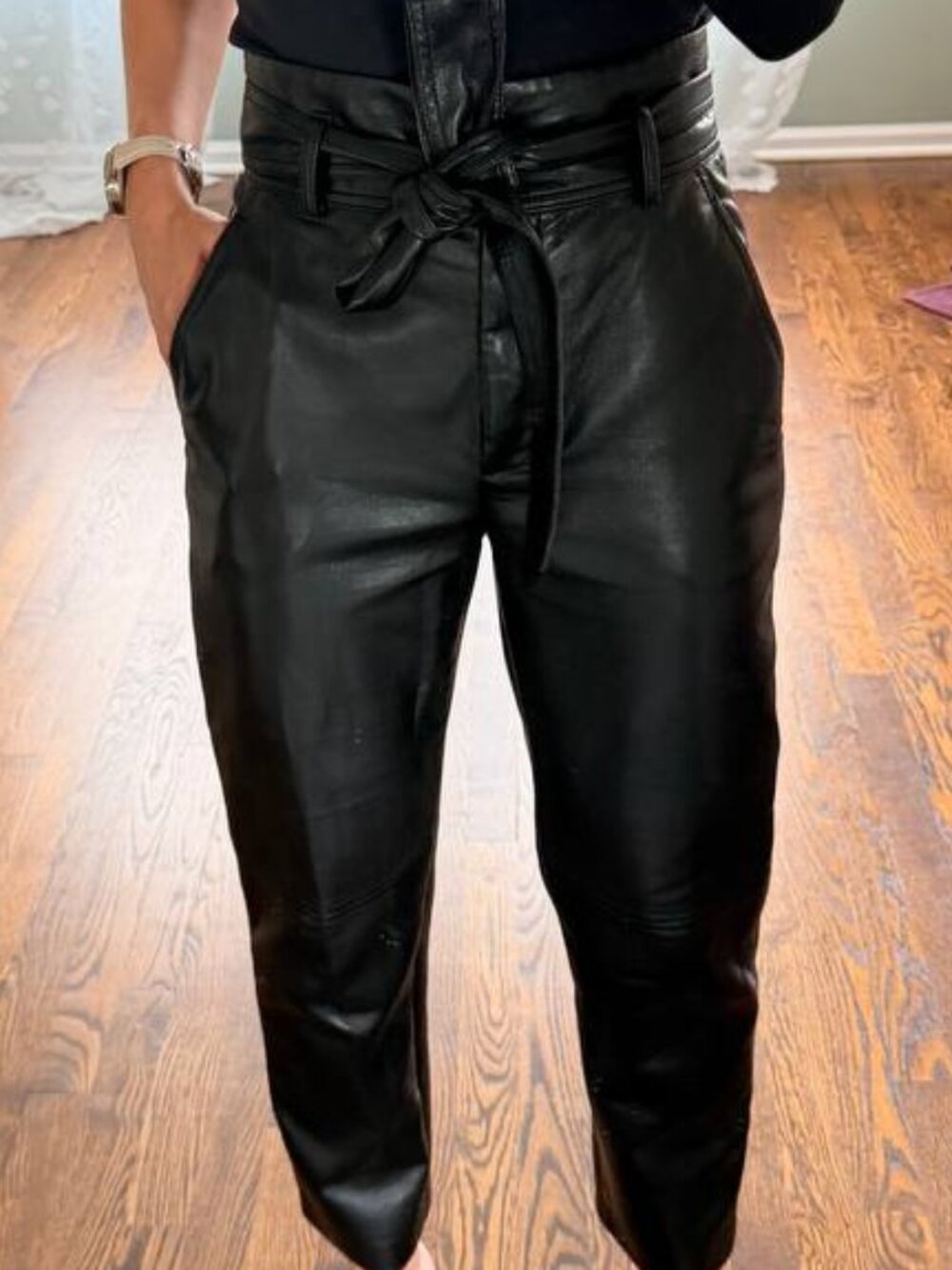 WILFRED Aritzia Black Faux Leather Pants